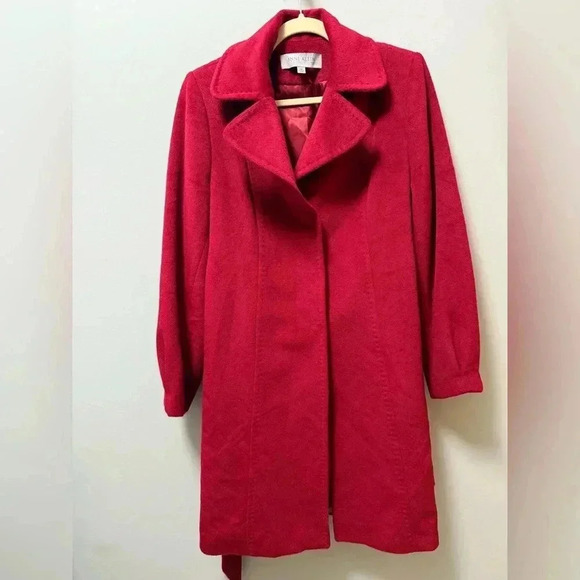 Vintage Anne Klein Wool and Angora Red Coat size 10 - Picture 1 of 6